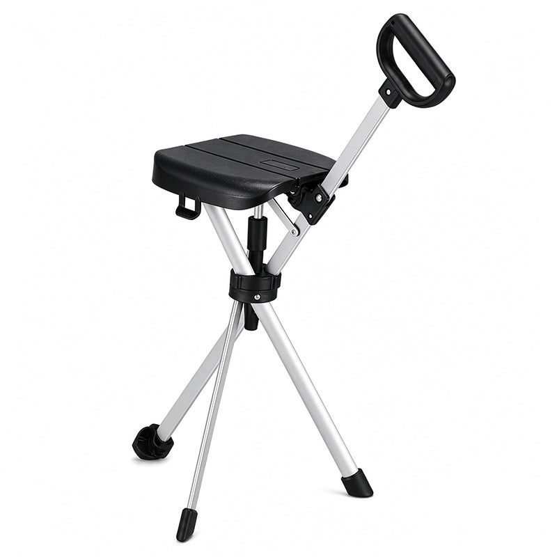 🚶♂️🦯 Opvouwbare wandelstok met zitje – 50% KORTING! Aluminium frame, stabiele driepoot en antislipvoet – overal wandelen en uitrusten. 🪑