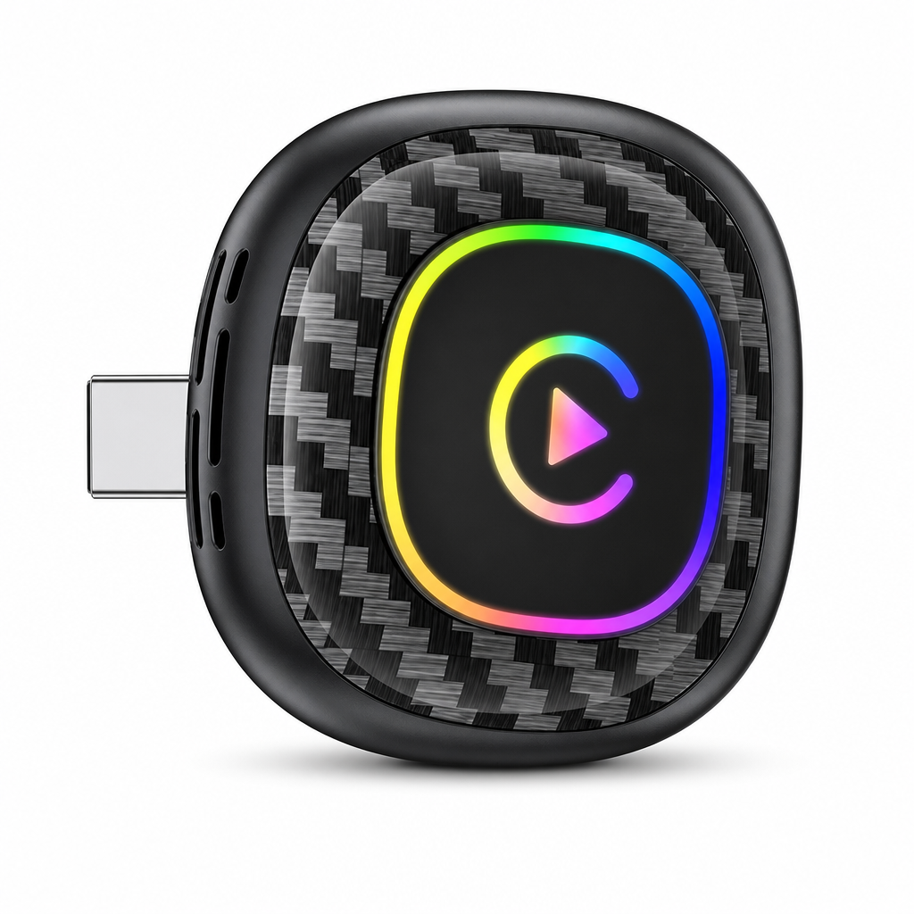 2-in-1 draadloze CarPlay- en Android Auto-adapter met kleurrijke ledverlichting
