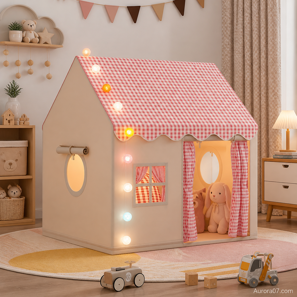 Speeltent voor kinderen in de vorm van een kasteel