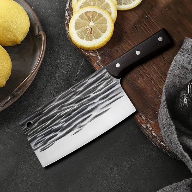 JUWIL Premium vleesmes van koolstofstaal – Handgesmede Servische hakmes voor in de keuken, bij de barbecue en buiten
