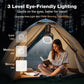 Campingventilator met afneembaar statief, oplaadbare ventilator van 30.000 mAh met ledverlichting en 270° draaibare kop, 4-in-1 draadloze campingventilator