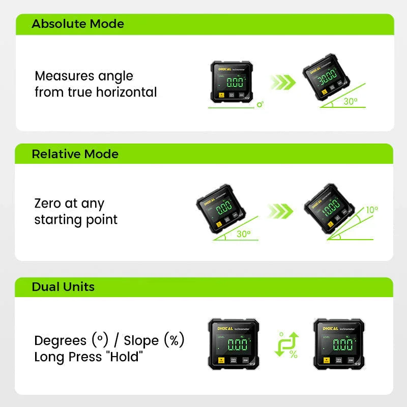 📐 NU 50% KORTING! 🔥 4-zijdige magnetische digitale hoekmeter - Laserprecisie en gebruik op meerdere oppervlakken, perfect voor houtbewerking en bouw ✨