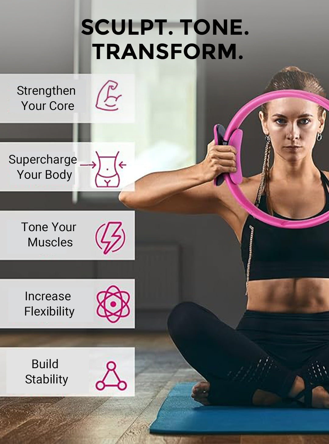 💘Valentijnsaanbieding: 50% Korting!🌀 Pilates Ring – Versterk Core Kracht & Houding, Lichtgewicht & Draagbaar!