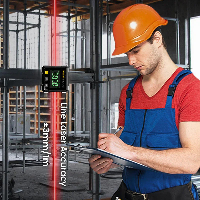 📐 NU 50% KORTING! 🔥 4-zijdige magnetische digitale hoekmeter - Laserprecisie en gebruik op meerdere oppervlakken, perfect voor houtbewerking en bouw ✨