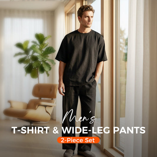 👕 50% KORTING – Casual T-shirt & Wijde Broek voor Heren | Licht, Ademend & Comfortabel voor Elke Dag 🌿