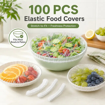 🥗100 stuks wegwerp elastische voedselhoezen, herbruikbaar alternatief voor plasticfolie, universele stretchdeksels voor kommen, borden, fruit, groenten en het bewaren van restjes