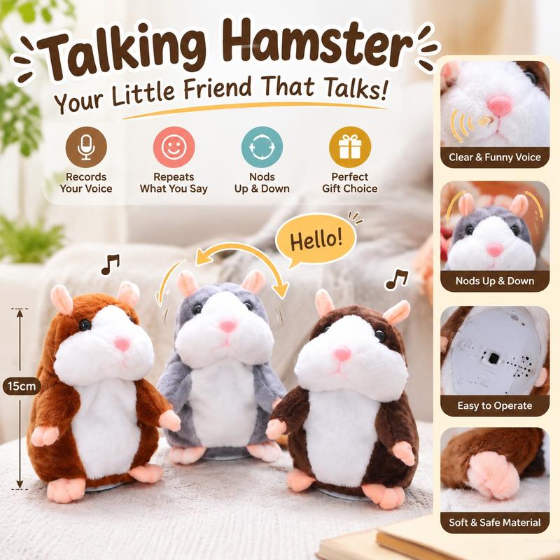 🐹 Nu 50% korting ✨ Pratende pluchen hamster — Herhaalt je stem en knikt met zijn kopje 🎁
