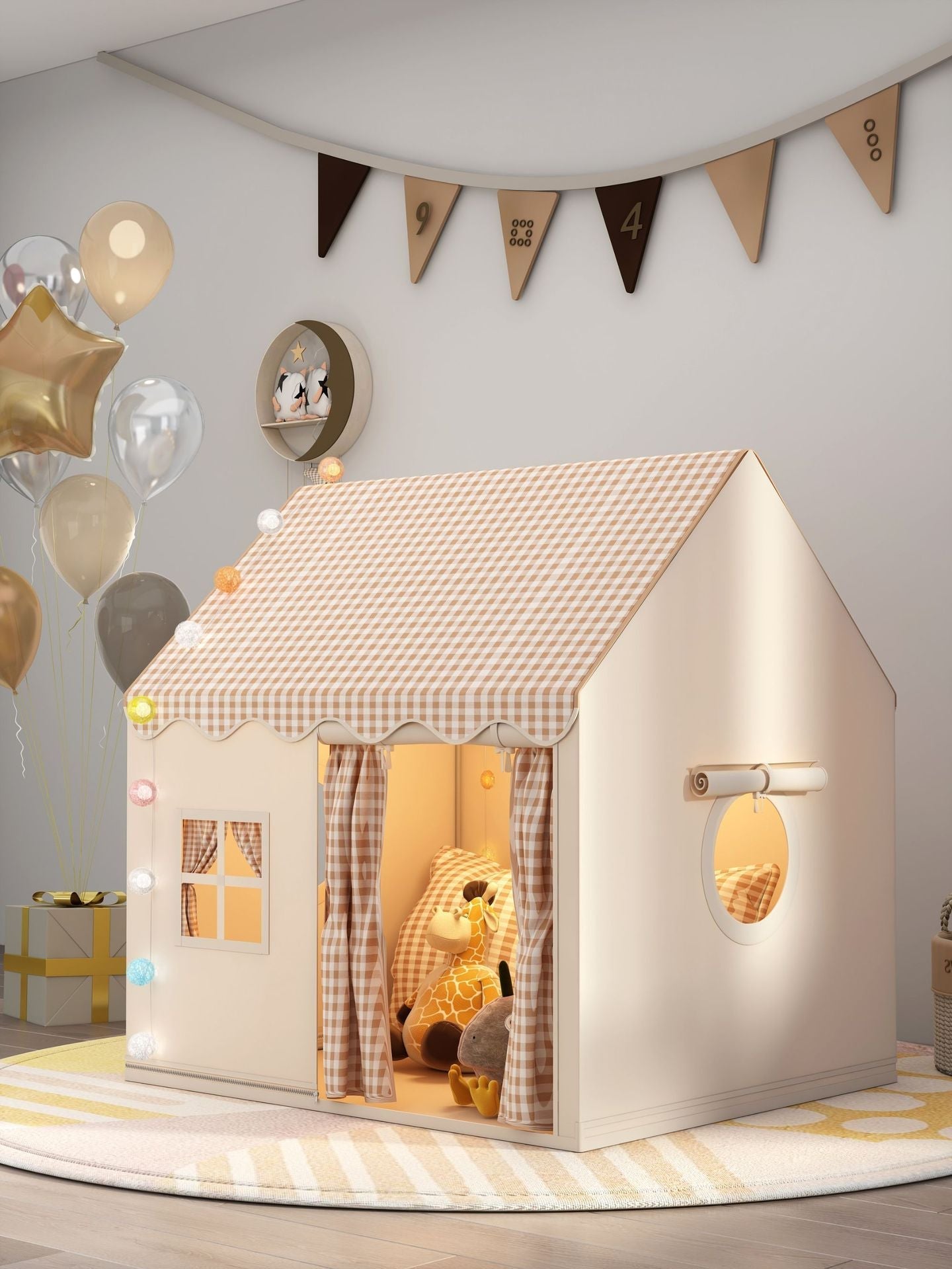 Speeltent voor kinderen in de vorm van een kasteel