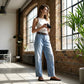Damesjeans met hoge taille en verkort model