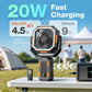 Campingventilator met afneembaar statief, oplaadbare ventilator van 30.000 mAh met ledverlichting en 270° draaibare kop, 4-in-1 draadloze campingventilator