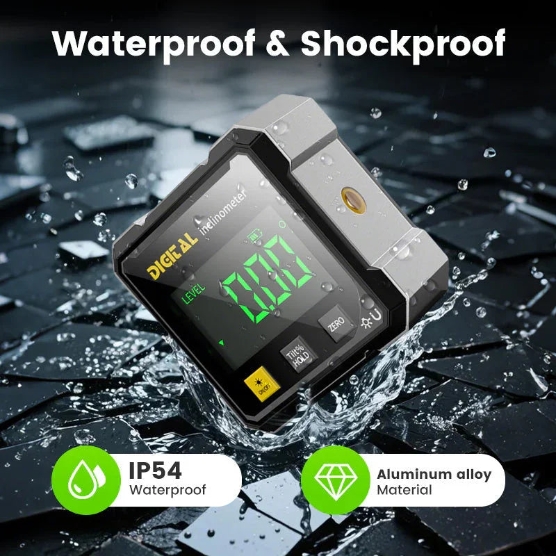 📐 NU 50% KORTING! 🔥 4-zijdige magnetische digitale hoekmeter - Laserprecisie en gebruik op meerdere oppervlakken, perfect voor houtbewerking en bouw ✨