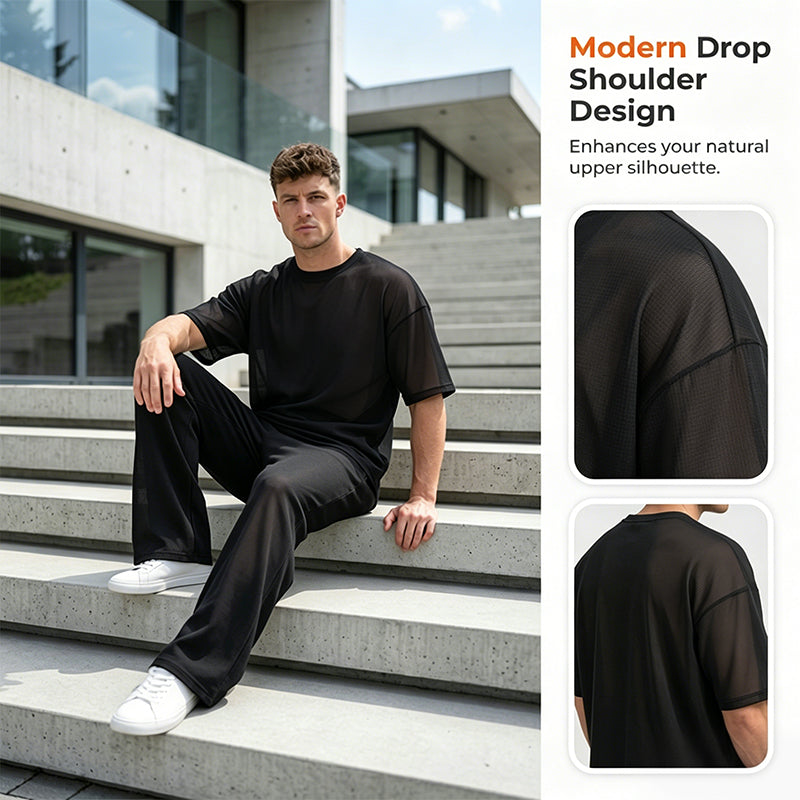 👕 50% KORTING – Casual T-shirt & Wijde Broek voor Heren | Licht, Ademend & Comfortabel voor Elke Dag 🌿