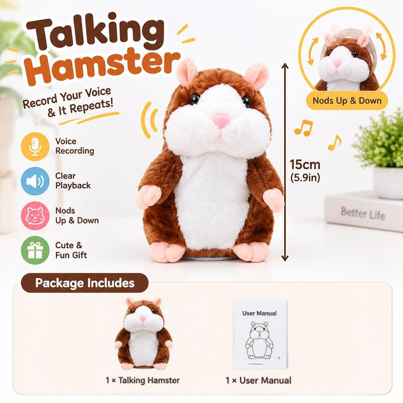 🐹 Nu 50% korting ✨ Pratende pluchen hamster — Herhaalt je stem en knikt met zijn kopje 🎁