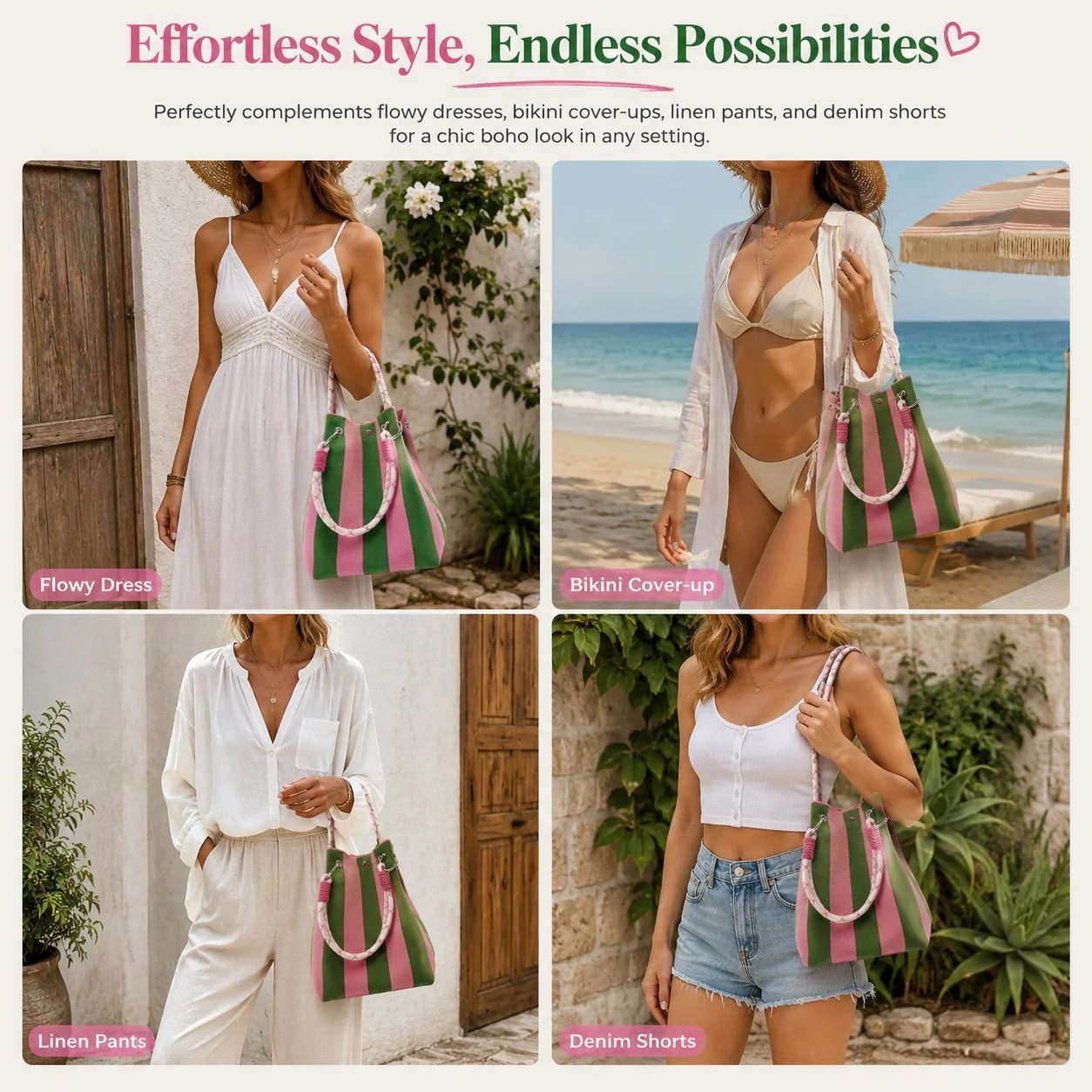 👜✨ LIMITED-TIME 50% KORTING! Stop met het slepen van saaie tassen! Deze handgemaakte boho bucket bag met 8+ kleuren is licht, uniek, en maakt élke zomeroutfit af.