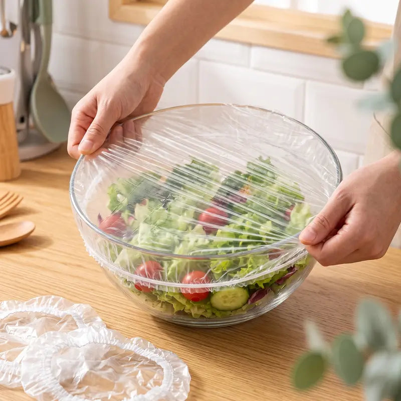 🥗100 stuks wegwerp elastische voedselhoezen, herbruikbaar alternatief voor plasticfolie, universele stretchdeksels voor kommen, borden, fruit, groenten en het bewaren van restjes