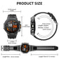 Smartwatch voor heren in militaire stijl met een 1100 mAh-batterij, 1,7 inch AMOLED-scherm, LED-zaklamp, IP68 waterdicht, fitnesshorloge met telefoonfunctie, meer dan 110 sportmodi, hartslag- en slaapmonitoring, compatibel met iOS en Android