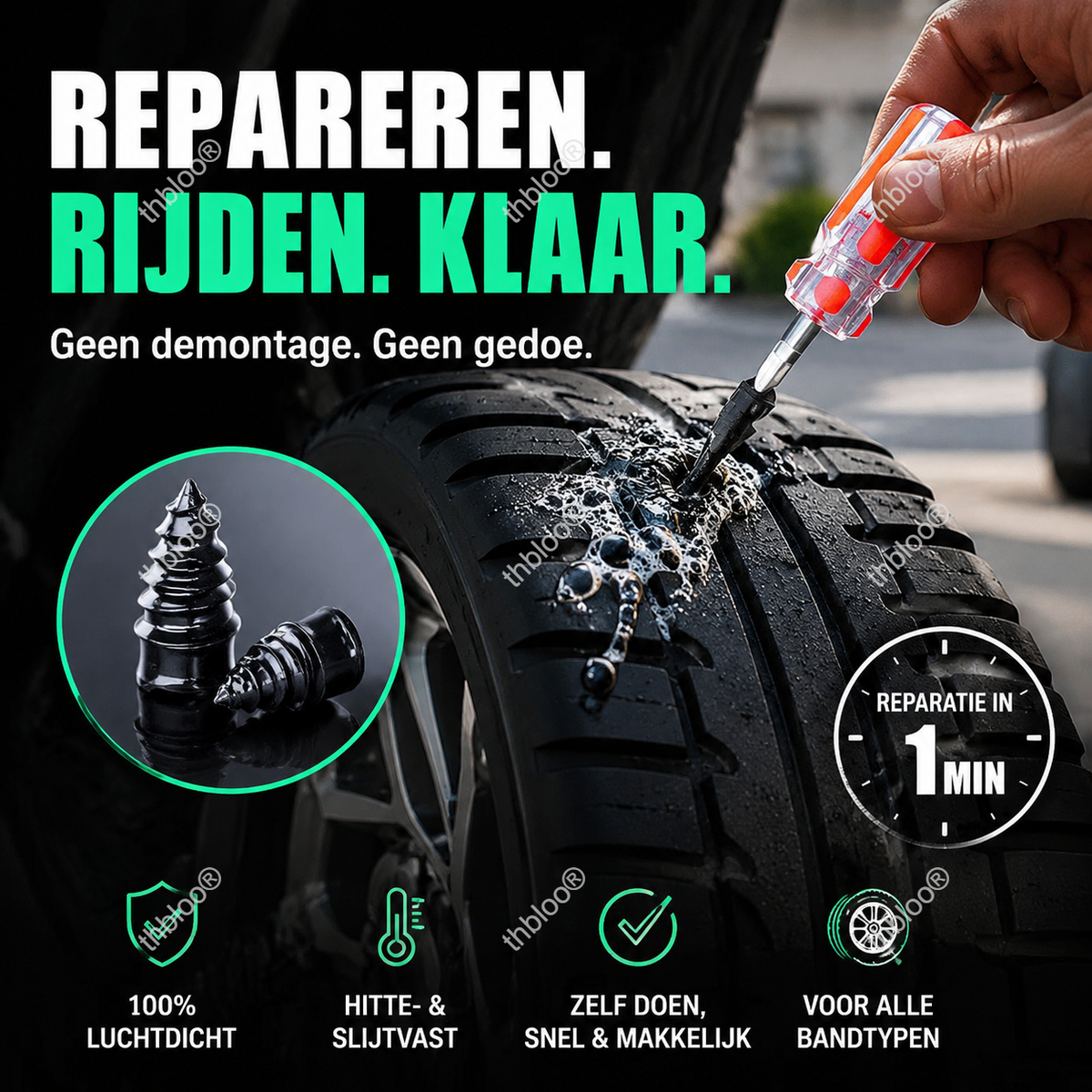 🔧 NU 50% KORTING! 🚗 Vacuüm bandenreparatiespijker – verliesvrij en efficiënt, perfecte afdichting en eenvoudig te bedienen – geen bandendemontage nodig ✨