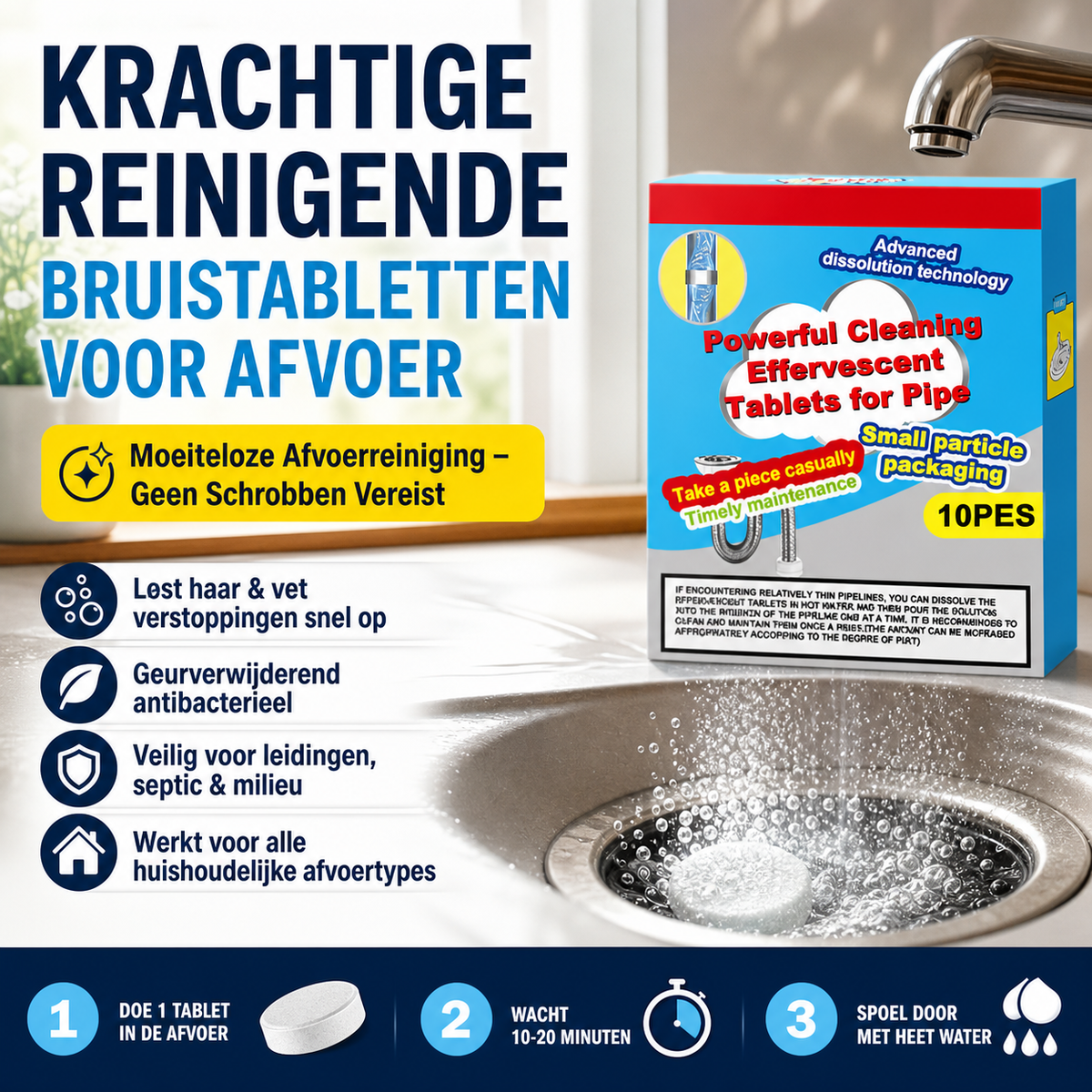 Krachtige Reinigende Bruistabletten voor Afvoer