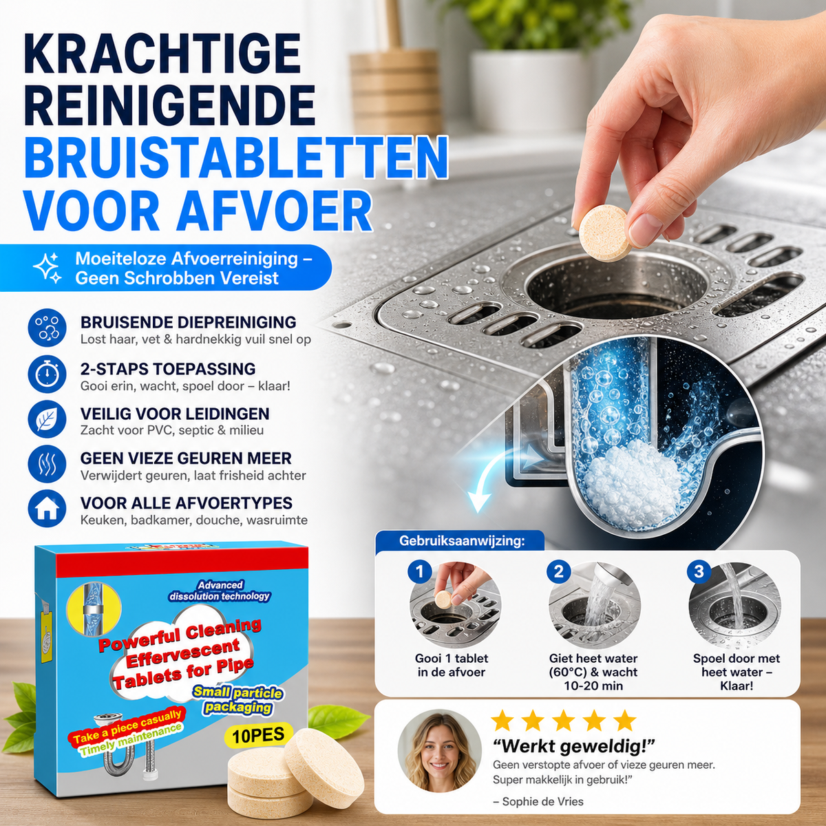 Krachtige Reinigende Bruistabletten voor Afvoer