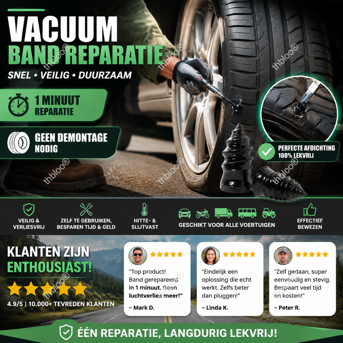 🔧 NU 50% KORTING! 🚗 Vacuüm bandenreparatiespijker – verliesvrij en efficiënt, perfecte afdichting en eenvoudig te bedienen – geen bandendemontage nodig ✨