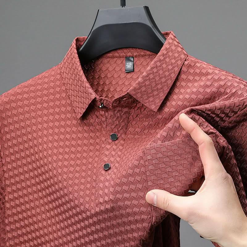 🔥Heren overhemd met korte mouwen en textuur🌬️ Comfortabel en ademend, stijlvolle textuur, perfect voor zaken en casual dragen!