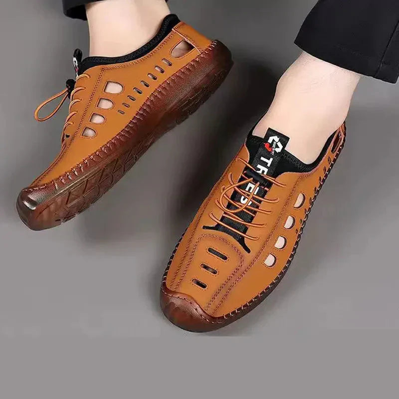 Wandelschoenen met holle zool van soepel leer