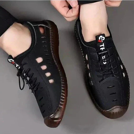 Wandelschoenen met holle zool van soepel leer