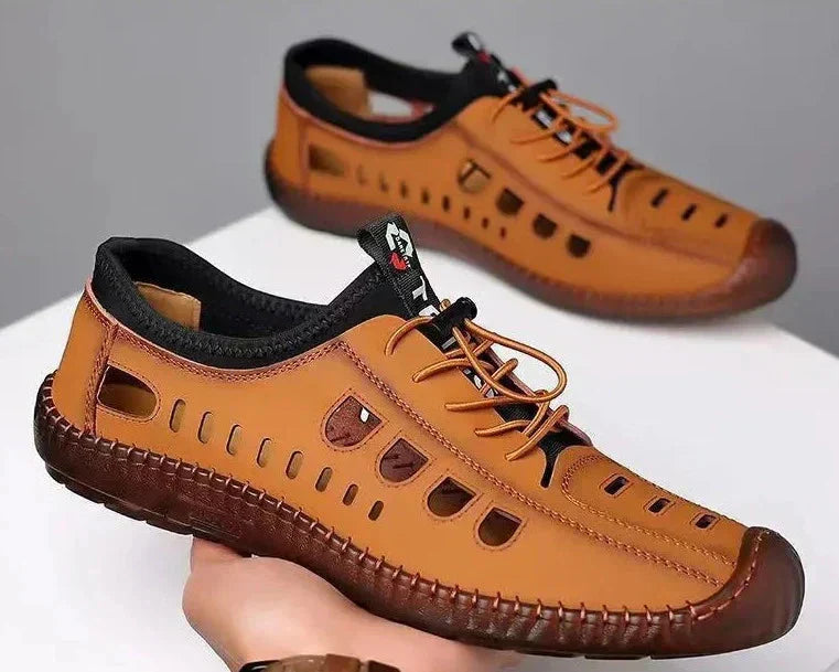 Wandelschoenen met holle zool van soepel leer