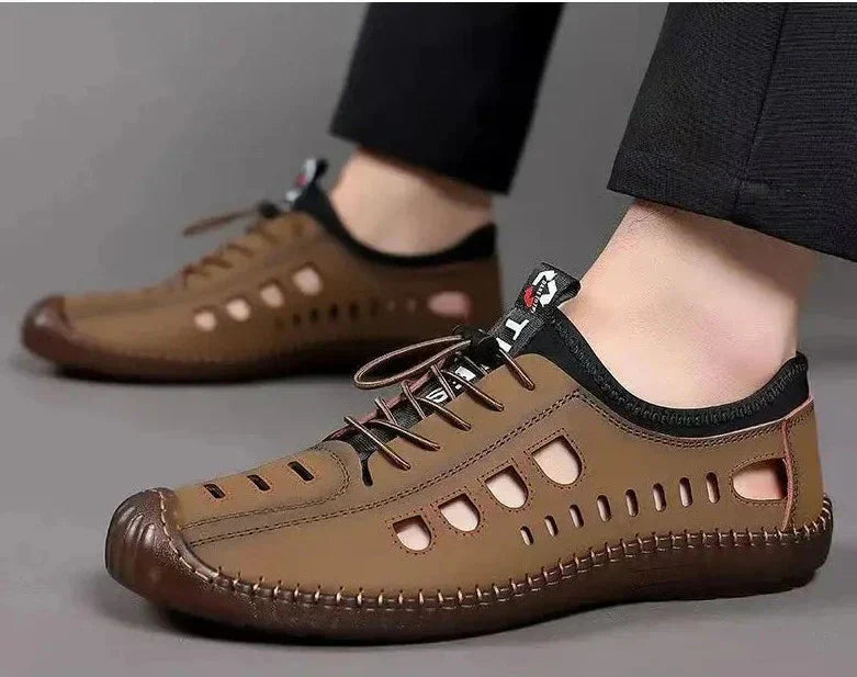 Wandelschoenen met holle zool van soepel leer