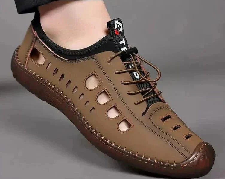 Wandelschoenen met holle zool van soepel leer