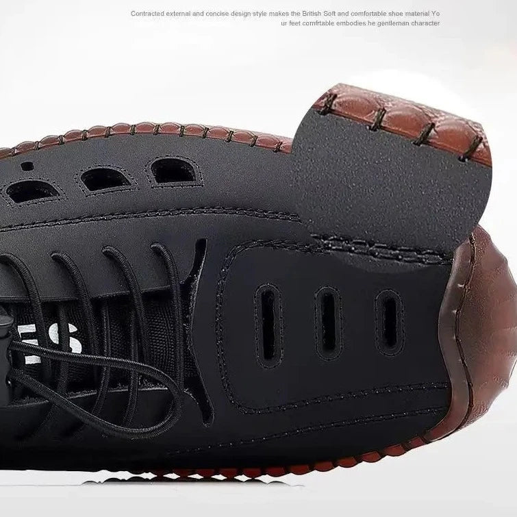 Wandelschoenen met holle zool van soepel leer