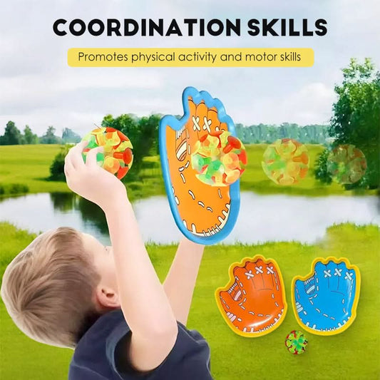 Kinderspel met zuignap: gooien en vangen van een bal