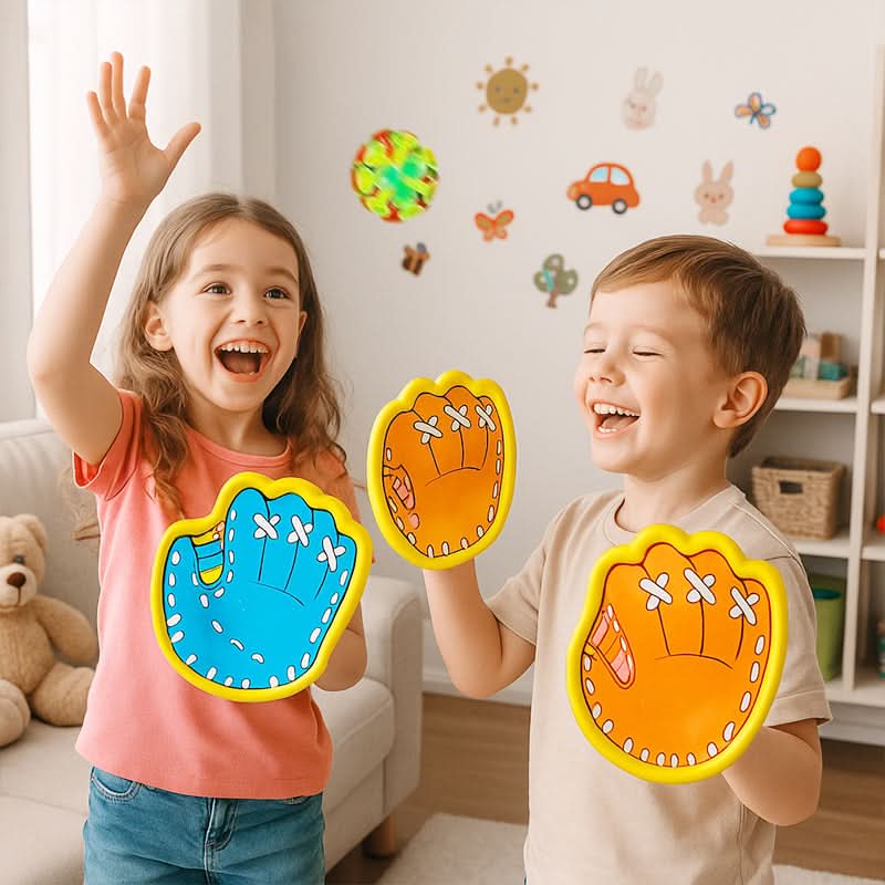 Kinderspel met zuignap: gooien en vangen van een bal