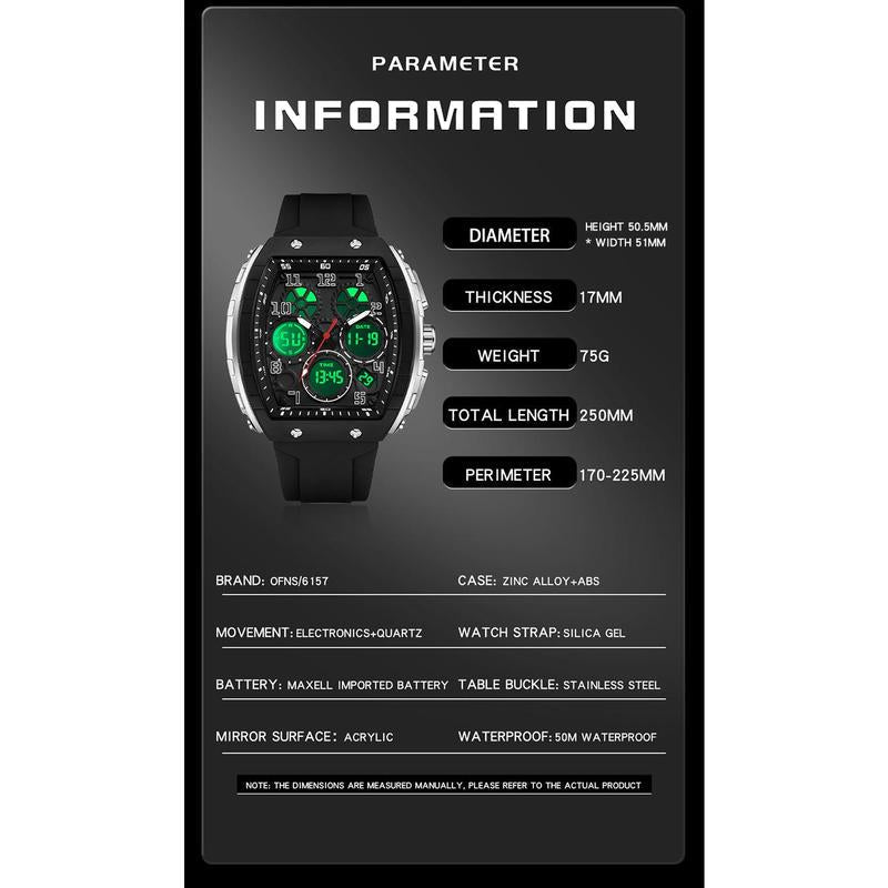 🎁Ontmoet Kerstmis 50% KORTING🎄Sportief lichtgevend digitaal automatisch herenhorloge