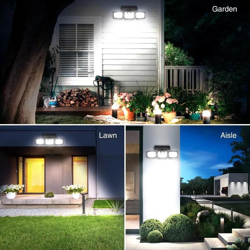 🎉Nieuwjaars Cadeau 50% KORTING!💡Zonnewandlamp (3 Lampenkoppen + Bewegingssensor) – Automatisch Opladen & Verstelbare Hoek: Veilige Buitenverlichting Zonder Kabels!