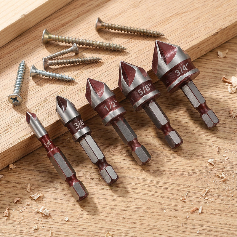 🛠️Nu 50% korting! 🔩 Verzinkboorset voor houtbewerking 5-delig – Nette, vlakke gaten, duurzaam en tijdbesparend ⚙️