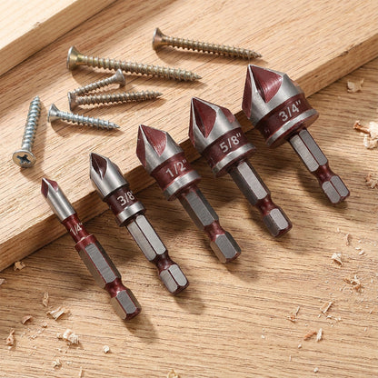 🛠️Nu 50% korting! 🔩 Verzinkboorset voor houtbewerking 5-delig – Nette, vlakke gaten, duurzaam en tijdbesparend ⚙️