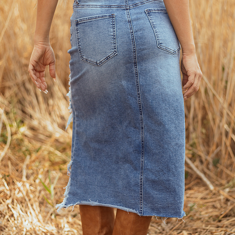 ✨ Dames Denim Rok met Hoge Taille – Comfortabel, Stijlvol & Perfect voor Elke Dag 💙