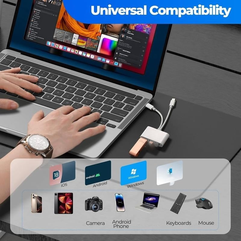 ⏰50% KORTING – LAATSTE KANS⏰ 3-in-1 USB-C Geheugenkaartlezer – SD/TF & USB 3.0, 480 Mbps – Compatibel met iOS 13+, Android, Windows & Linux – Compact & Draagbaar! 🔥