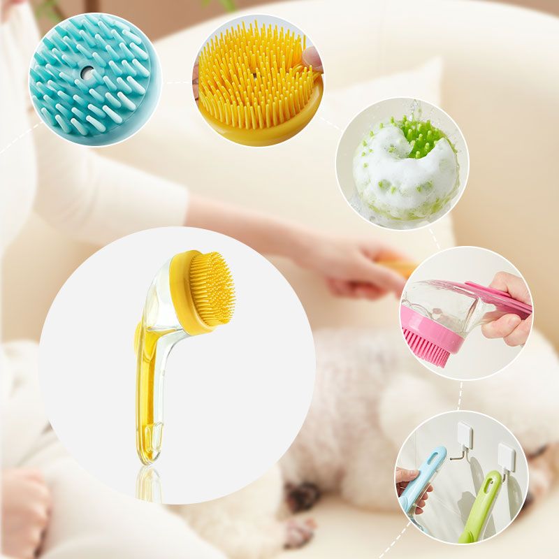 🌞Fris De Lente In Met 50% Korting!🐾 Huisdieren Badborstel met Lange Steel & Shampoodispenser – 2 Borstelopties & Zacht Schrobben voor Painless Wasbeurten!