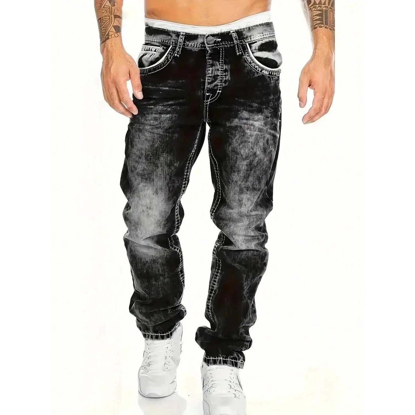 Herenjeans met rechte pijpen in hiphopstijl
