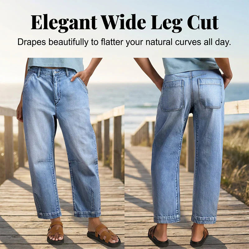 Damesjeans met hoge taille en verkort model