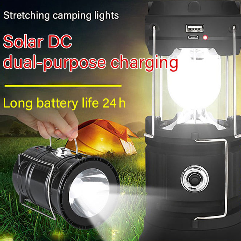 Uitschuifbare kampeerlamp op zonne-energie