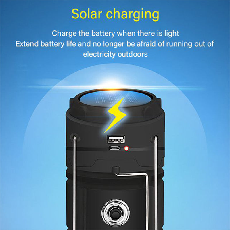 Uitschuifbare kampeerlamp op zonne-energie