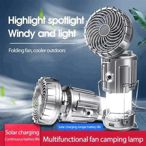 🏕️🌀 50% KORTING! Stop met zweten in het donker alsof je in een sauna kampeert! Deze LED-lantaarn met ingebouwde ventilator en powerbank koelt je tent, geeft licht, en laadt je telefoon op – op zonne-energie!
