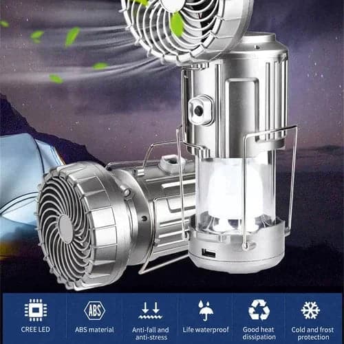 🏕️🌀 50% KORTING! Stop met zweten in het donker alsof je in een sauna kampeert! Deze LED-lantaarn met ingebouwde ventilator en powerbank koelt je tent, geeft licht, en laadt je telefoon op – op zonne-energie!