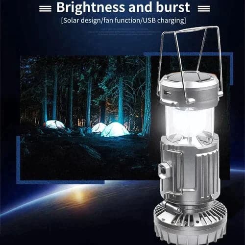 🏕️🌀 50% KORTING! Stop met zweten in het donker alsof je in een sauna kampeert! Deze LED-lantaarn met ingebouwde ventilator en powerbank koelt je tent, geeft licht, en laadt je telefoon op – op zonne-energie!