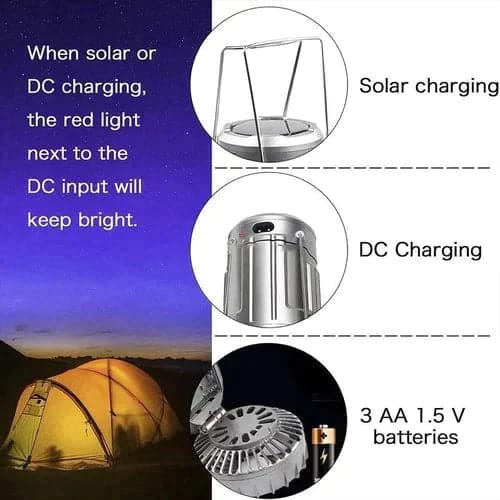 🏕️🌀 50% KORTING! Stop met zweten in het donker alsof je in een sauna kampeert! Deze LED-lantaarn met ingebouwde ventilator en powerbank koelt je tent, geeft licht, en laadt je telefoon op – op zonne-energie!