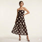 Elegante Strapless Jurk Met Stippen & Gelaagde Rok – Speels & Vrouwelijk