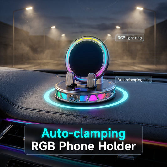 📱 RGB Autotelefoonhouder ✅ Automatisch vastklemmen & Draadloos opladen | Veilig éénhandig rijden 🚗